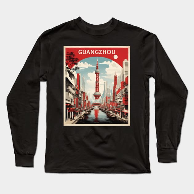 Guangzhou China Vintage Poster Tourism Long Sleeve T-Shirt by TravelersGems